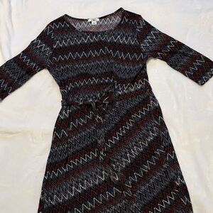 Cato Women's Long Sleeve Zigzag Dress - Black, Red, White